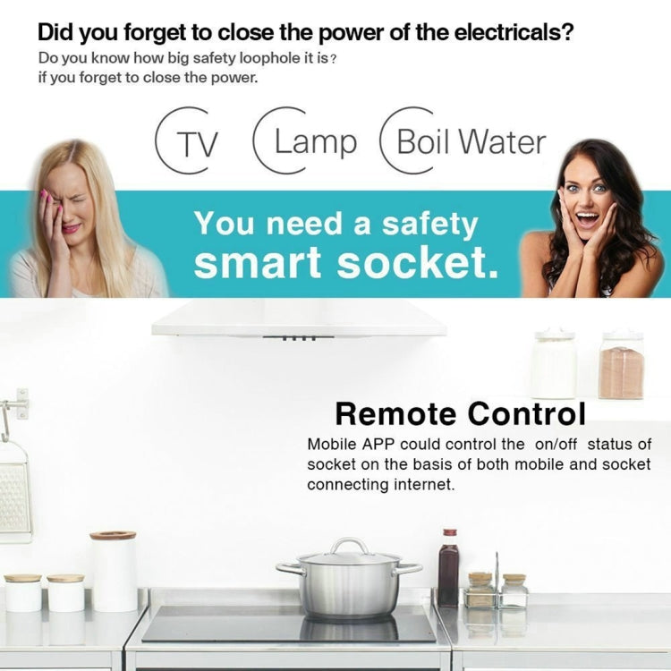 JH-G09U 15A 2.4GHz WiFi Control Hubless Smart Home Power Socket Works with Alexa  & Google Home, AC 100-240V, US Plug