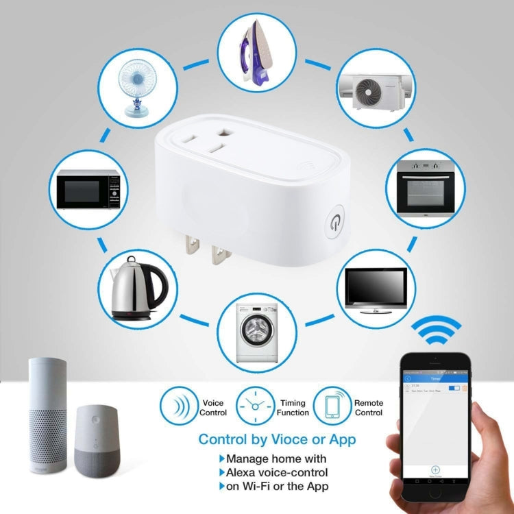 JH-G09U 15A 2.4GHz WiFi Control Hubless Smart Home Power Socket Works with Alexa  & Google Home, AC 100-240V, US Plug