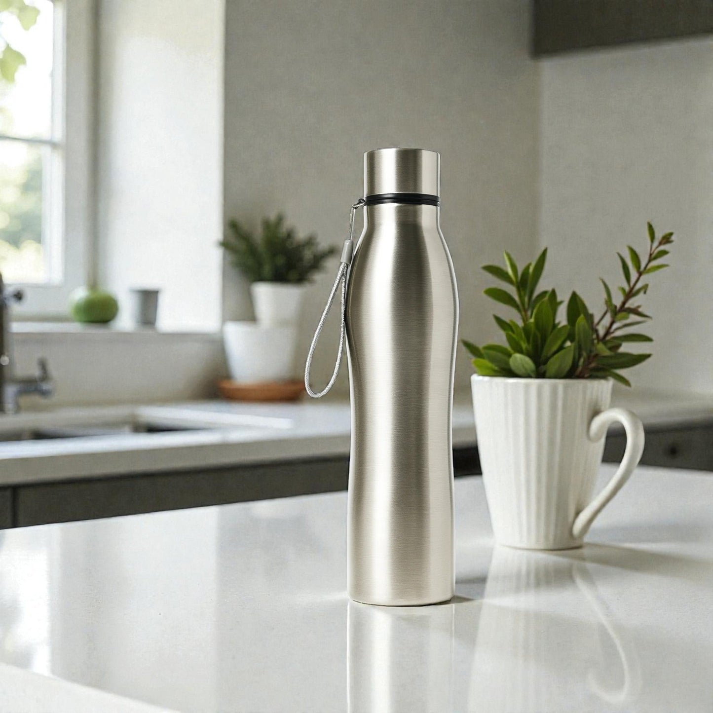 Frankly Cotton 29cm x 8cm Stainless Steel Drinking Bottle 1L Nest & Stem Homewares