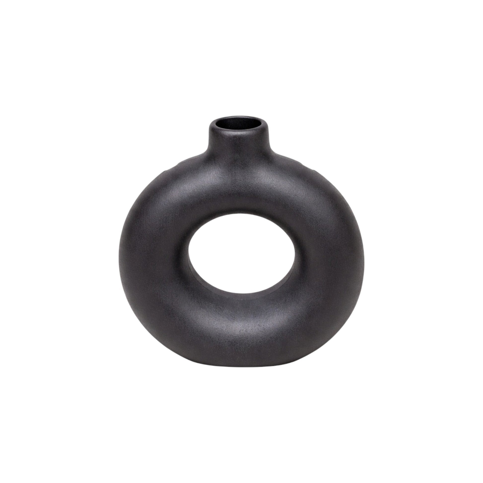 Frankly Cotton Black Sculptural Ring Vase Nest & Stem Homewares