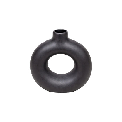 Frankly Cotton Black Sculptural Ring Vase Nest & Stem Homewares
