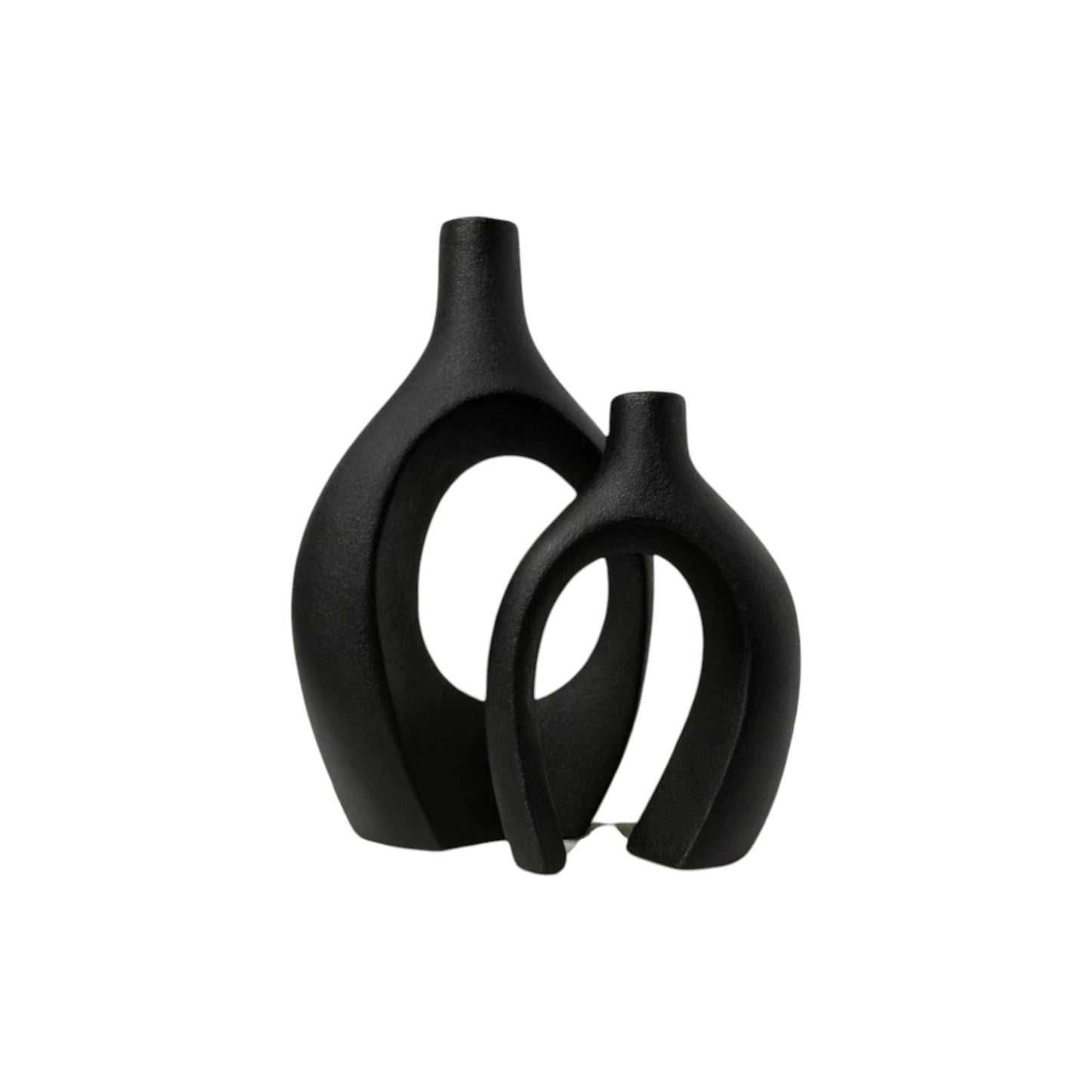 Frankly Cotton Ceramic Black Sculptural Vase Set (2-Piece) Nest & Stem Homewares
