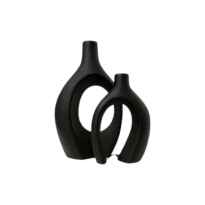 Frankly Cotton Ceramic Black Sculptural Vase Set (2-Piece) Nest & Stem Homewares