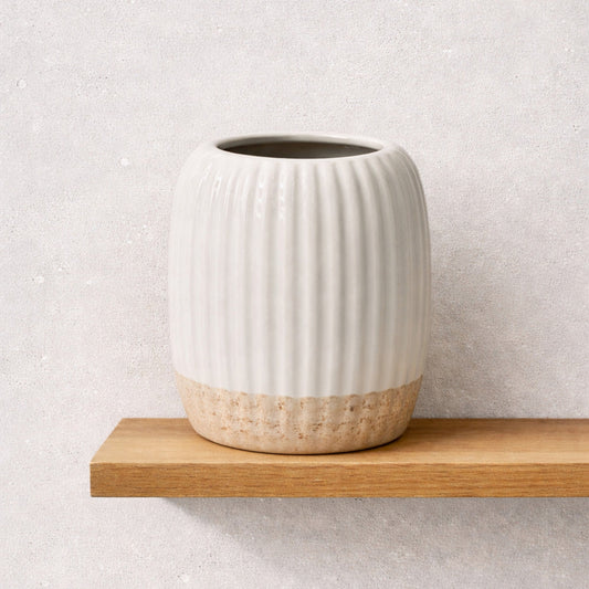 Frankly Cotton Column Ribbed Ceramic Vase Nest & Stem Homewares