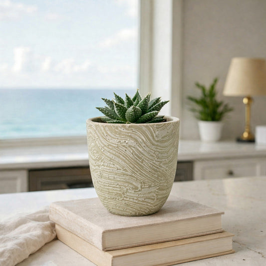 Frankly Cotton Textured Marble Ceramic Pot Nest & Stem Homewares
