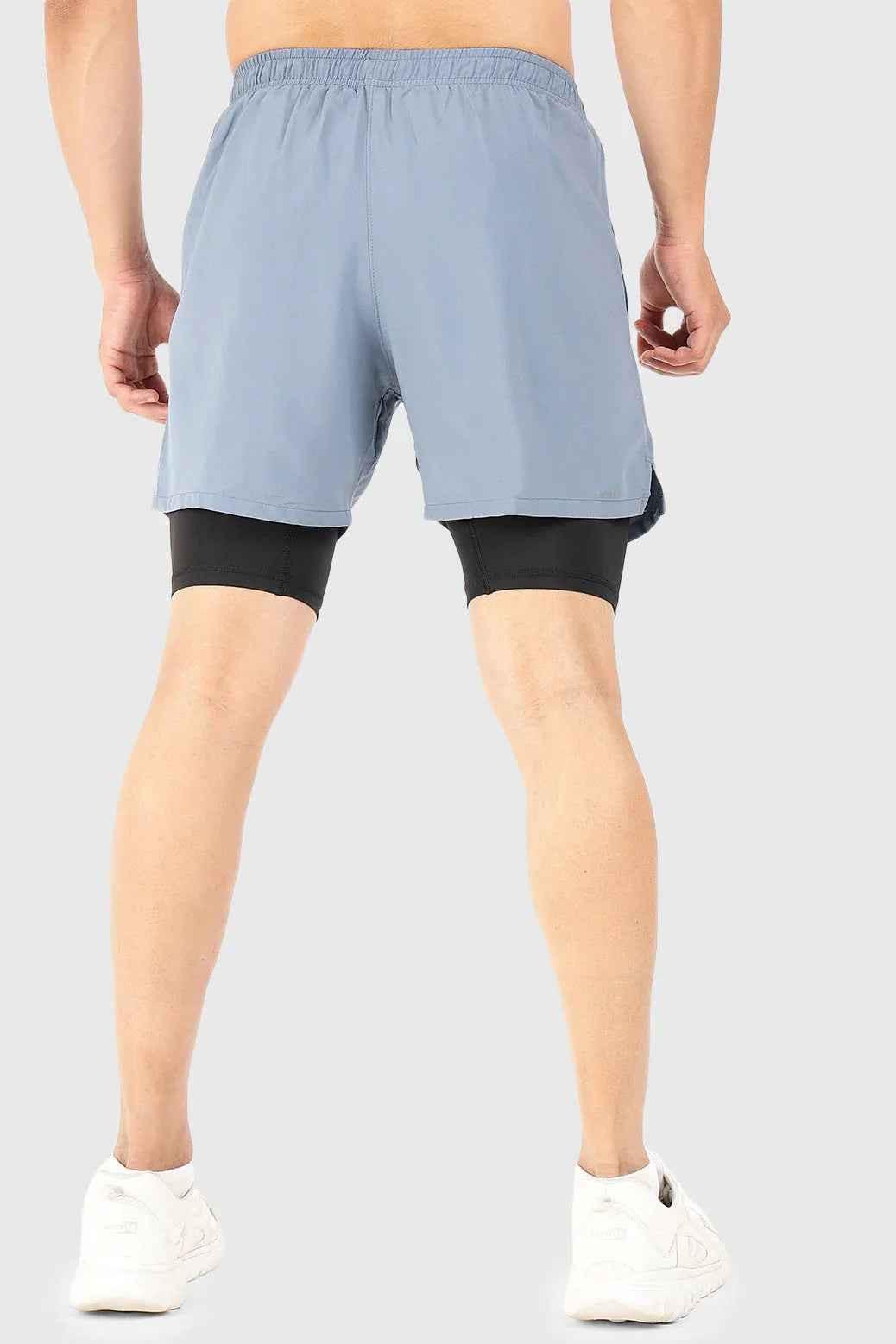 2 in 1 5" Compression Shorts Light Grey