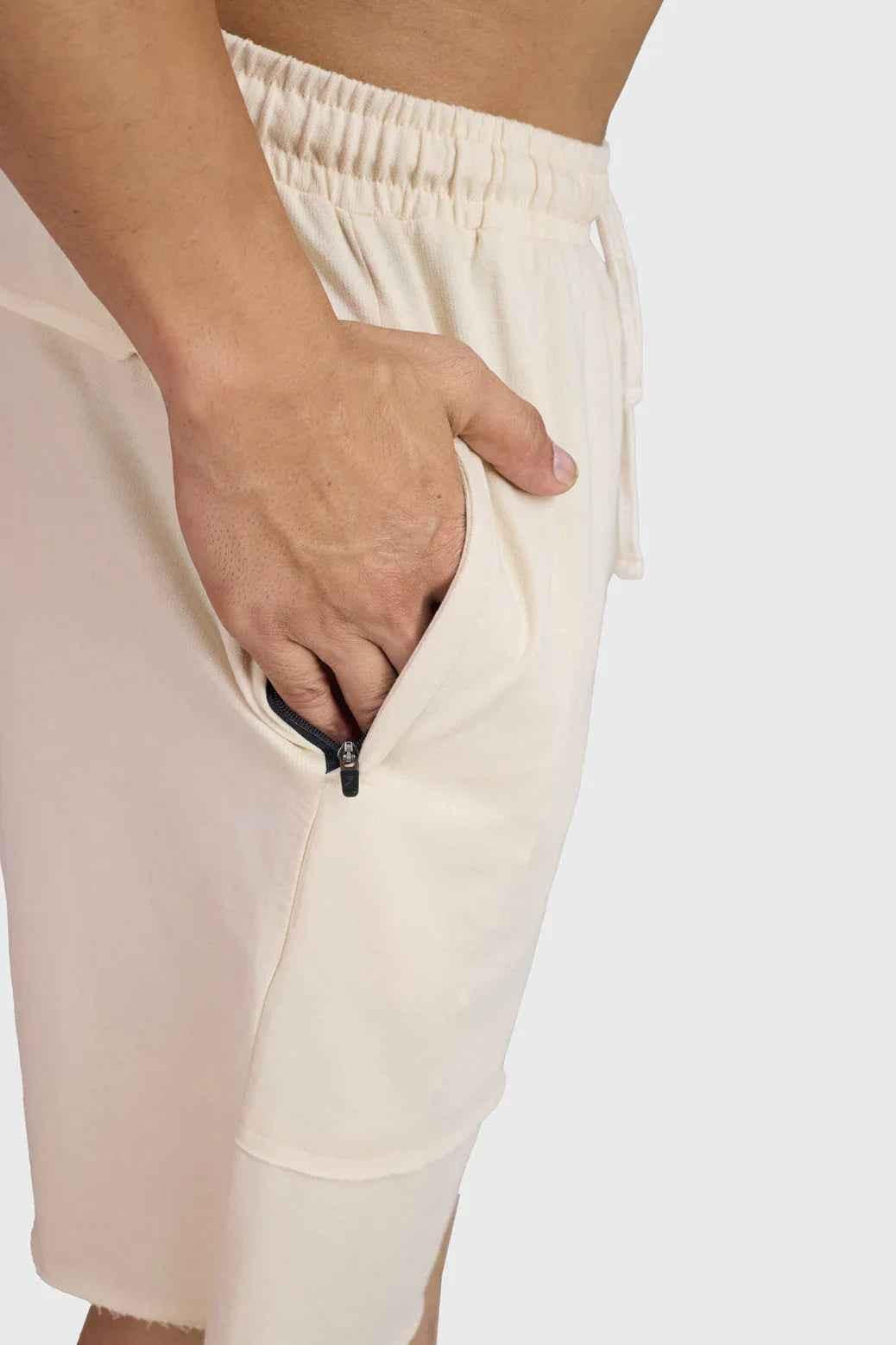 Raw Edge Oversized Shorts Beige