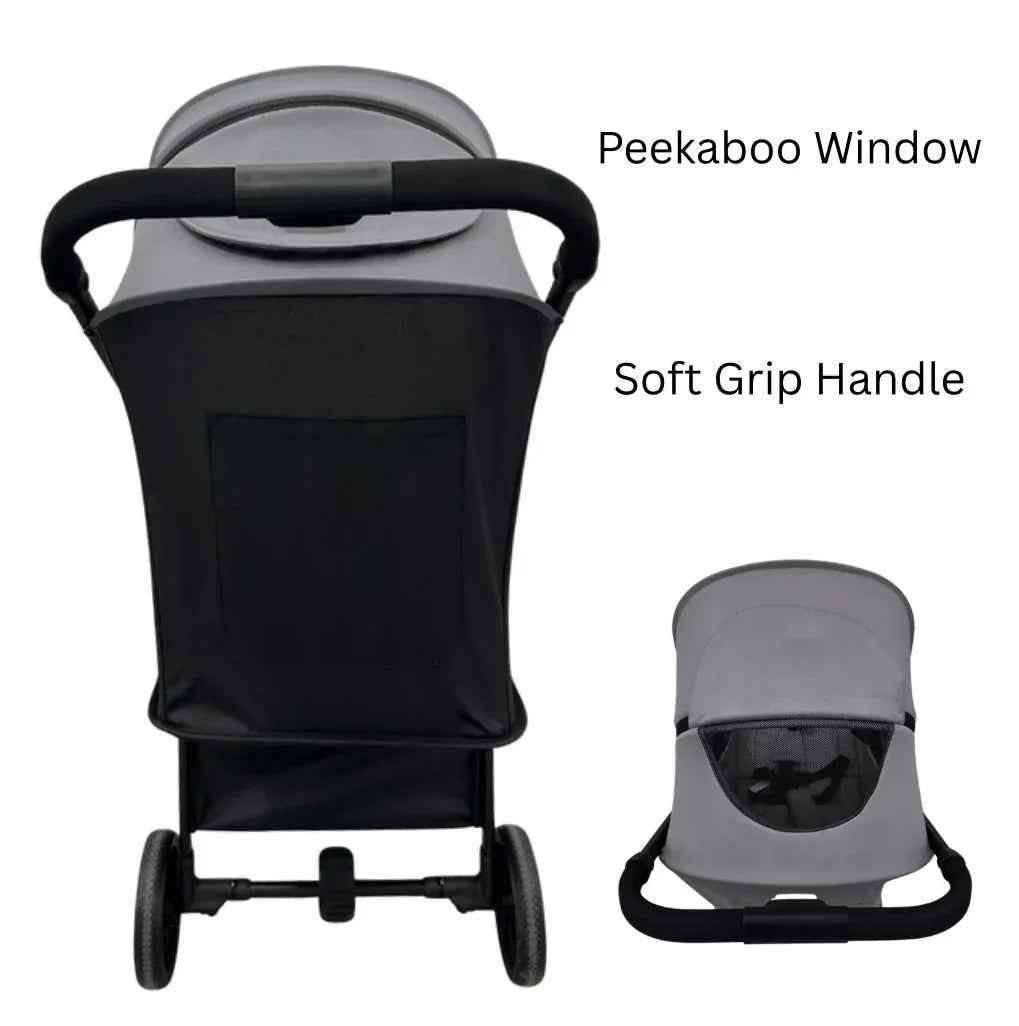 Roam Compact Travel-Friendly Stroller with Extended Canopy - BLACK