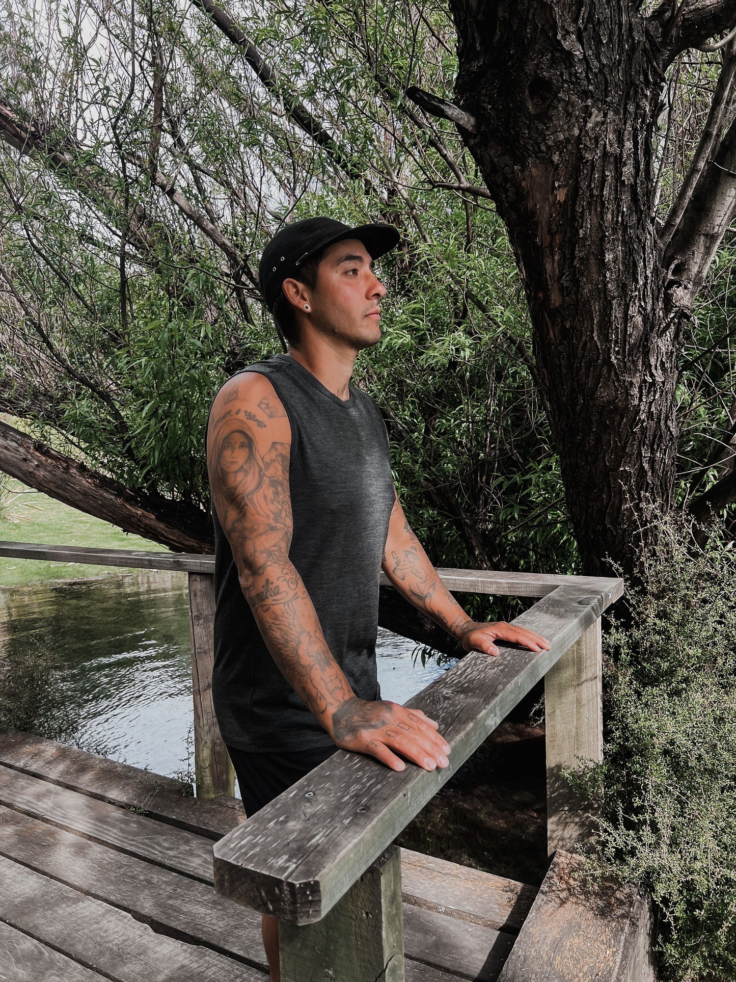 Men's Garage Tank Top - 100% Merino Wool, Slate Grey Merino 365 NZ