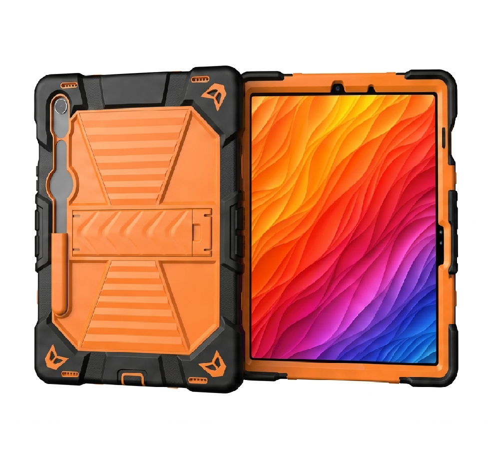 Samsung Galaxy Tab S10 FE Rugged Shockproof Case with Kickstand (Orange)