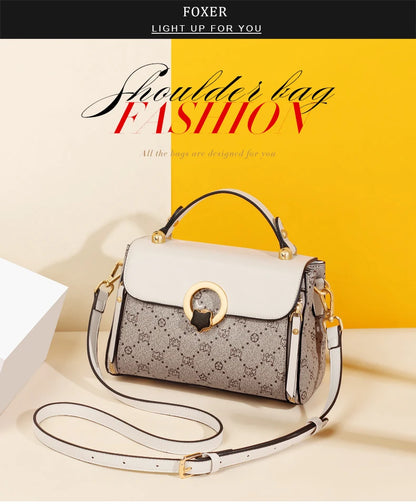 FOXER Women's Shoulder Bag Vintage Signature Tote Bag 2026 Luxury Fashion Female Handbag Crossbody Purse