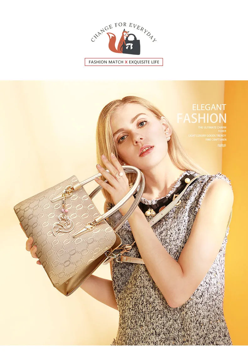 FOXER Split Leather Monogram Handbag