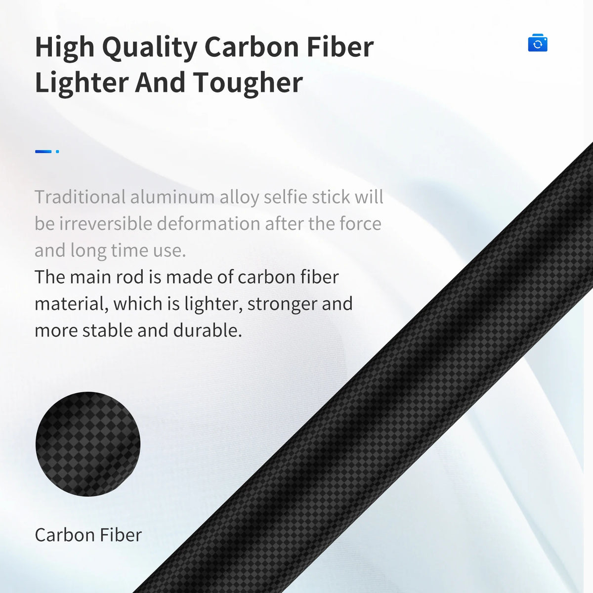 TELESIN 116cm Carbon Fiber Monopod Selfie Stick