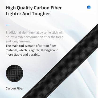 TELESIN 116cm Carbon Fiber Monopod Selfie Stick