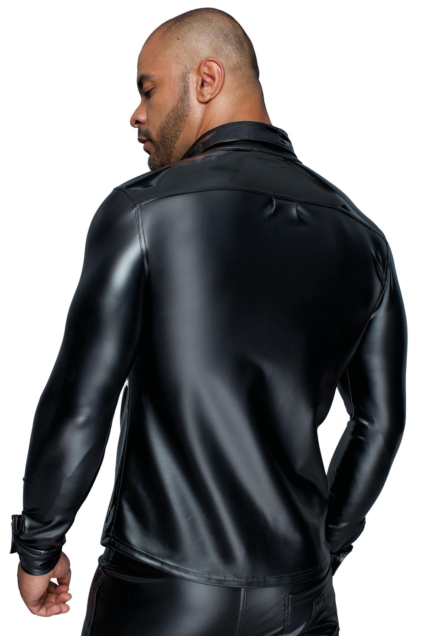 Long-sleeved Powerwetlook & PVC shirt H064- 2XL-3
