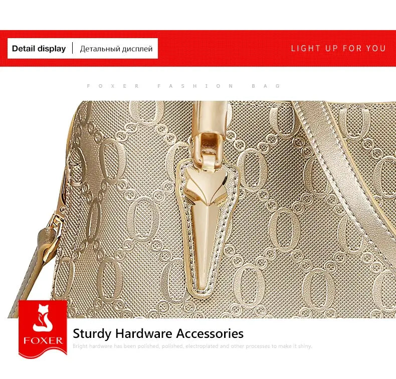 FOXER Split Leather Monogram Handbag
