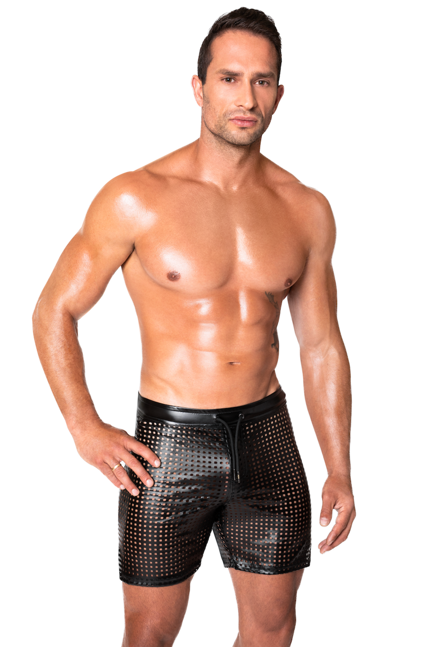 black wetlook Shorts H077 - 3XL-4
