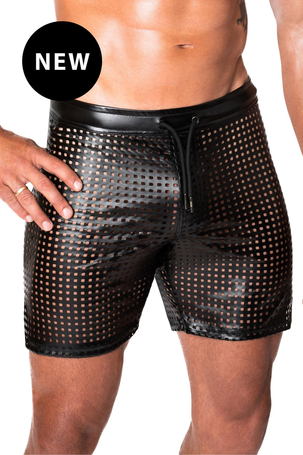 black wetlook Shorts H077 - 3XL-5