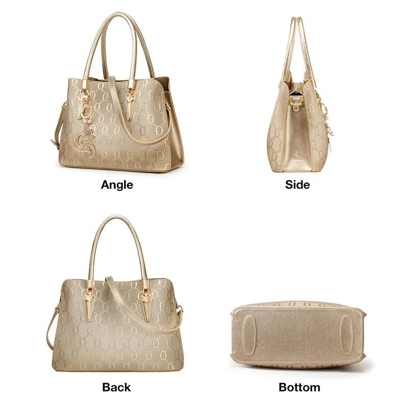 FOXER Split Leather Monogram Handbag