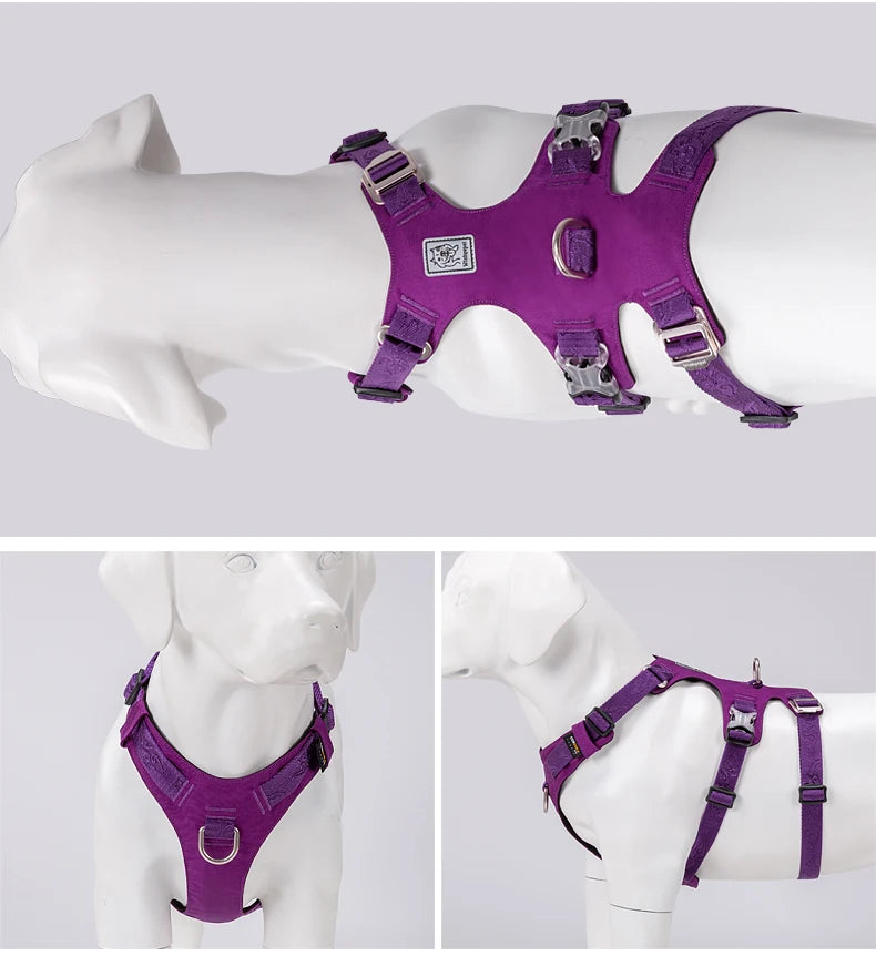 TRUELOVE Pet Nylon Harness Light-weight Double-H Shape Embroidery 5 Adjustable Positions Medium and Large Dog Waterproof  YH1807