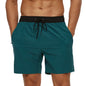 Datifer brand men's summer boardshorts with solid polyester fabric, breathable mesh liner, side pockets, ideal for gym and swimwear.