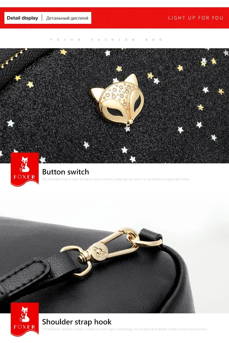 FOXER Glett Design Mini Female Backpack Split Leather Multilayer Space Women Shoulder Bag Fashion Handbag Best Festival Gift