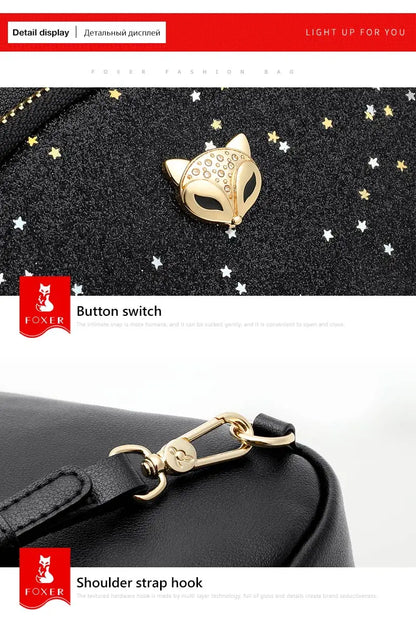 FOXER Glett Design Mini Female Backpack Split Leather Multilayer Space Women Shoulder Bag Fashion Handbag Best Festival Gift