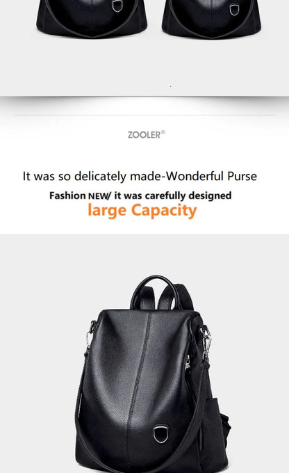 ZOOLER Hot Seller Women Cow Backpack 100% Genuine Leather Backpack Causal School Bags Travel Cowskin Female Backpacks#Z186