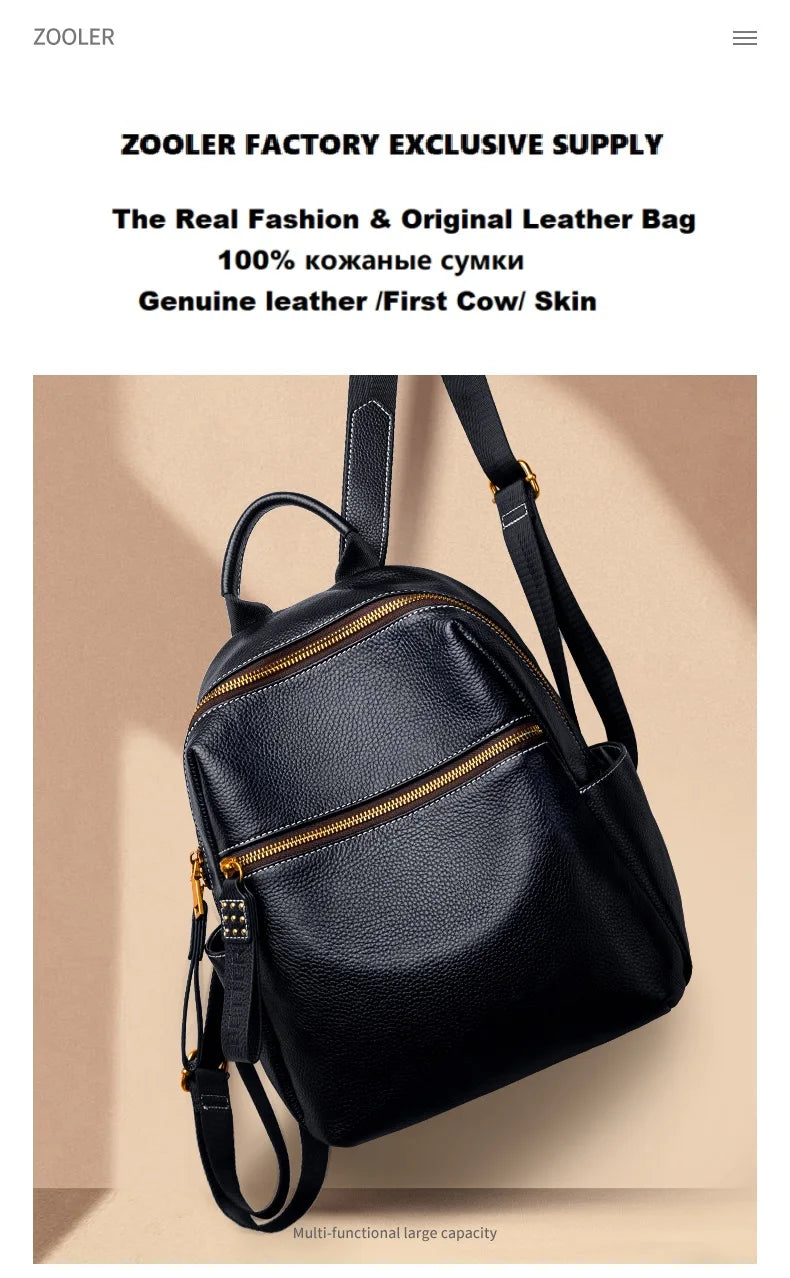 ZOOLER Top Sell Genuine leather Backpack Women Real Leather Travel Bags Style Backpack Soft Skin Female School Girl  Bags MY113