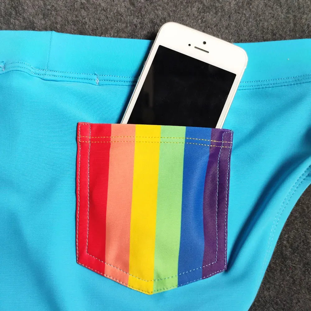 UXH Men's Swimsuit Push-Up Rainbow Briefs - ShopHub