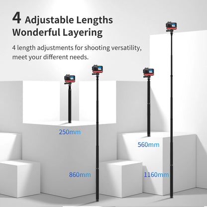 TELESIN 116cm Carbon Fiber Monopod Selfie Stick