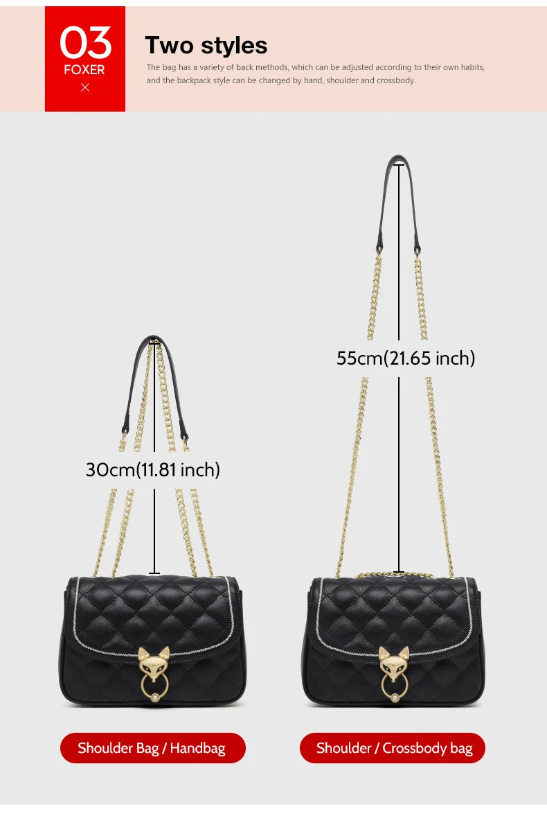 FOXER Split Leather Crossbody Bag