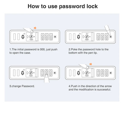 Instructions on how to use a password lock on a device.