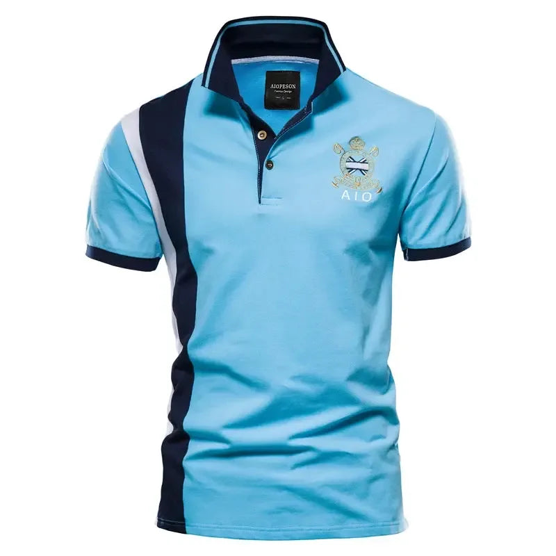 AIOPESON 100% Cotton Badge Embroidery Polo Shirts - ShopHub