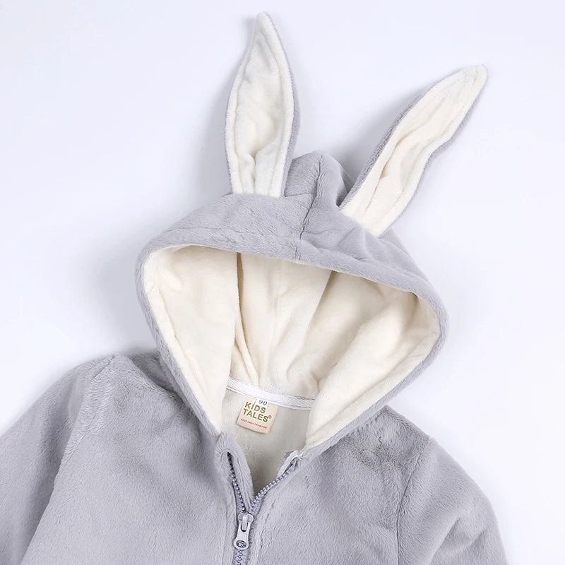 Kids Tales Tiny Trail Cotton-Blend Hooded Zip Baby Romper