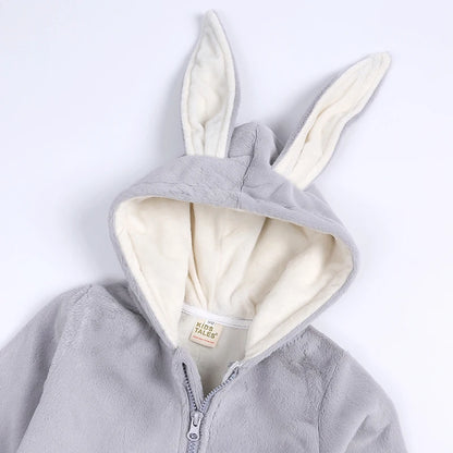 Kids Tales Tiny Trail Cotton-Blend Hooded Zip Baby Romper
