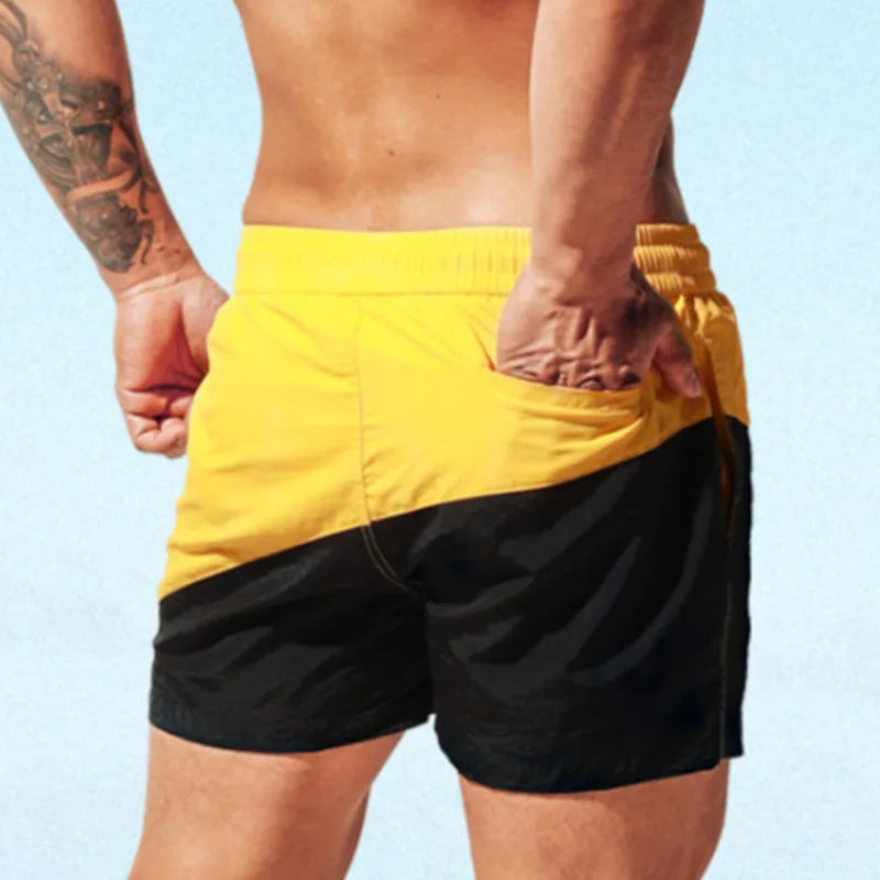 DESMIIT S7 Contrast Patchwork Swim Shorts with Mesh Liner