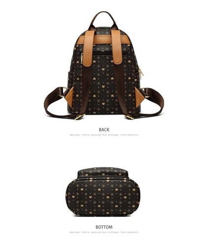 FOXER Women Backpack Signature PVC Printing Fashion Backpack Lady Travel Rucksack Female Retro Monogram Business Laptop Backpack