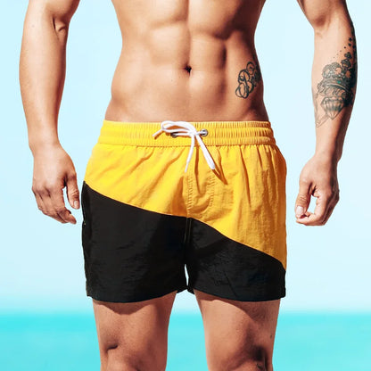 DESMIIT S7 Contrast Patchwork Swim Shorts with Mesh Liner