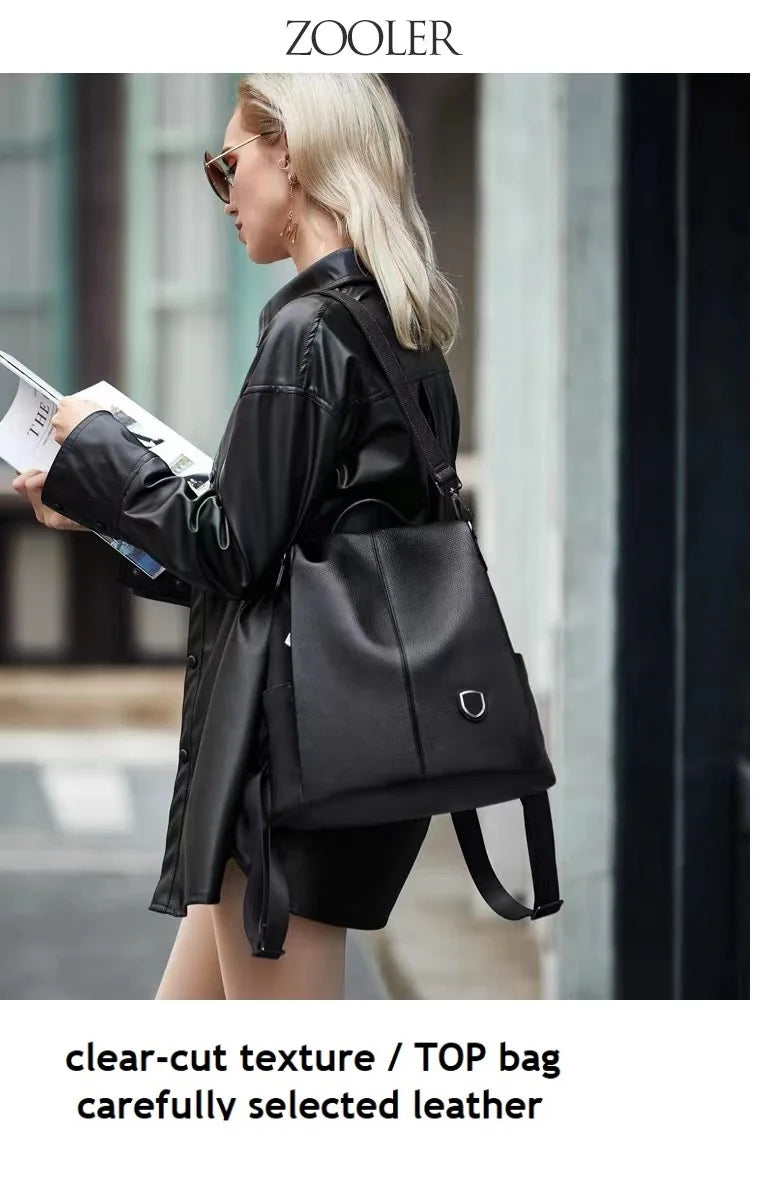 ZOOLER Hot Seller Women Cow Backpack 100% Genuine Leather Backpack Causal School Bags Travel Cowskin Female Backpacks#Z186