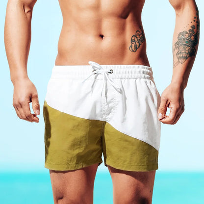 DESMIIT S7 Contrast Patchwork Swim Shorts with Mesh Liner