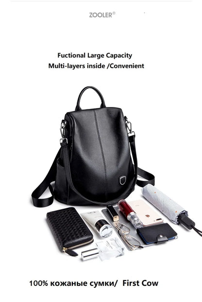 ZOOLER Hot Seller Women Cow Backpack 100% Genuine Leather Backpack Causal School Bags Travel Cowskin Female Backpacks#Z186