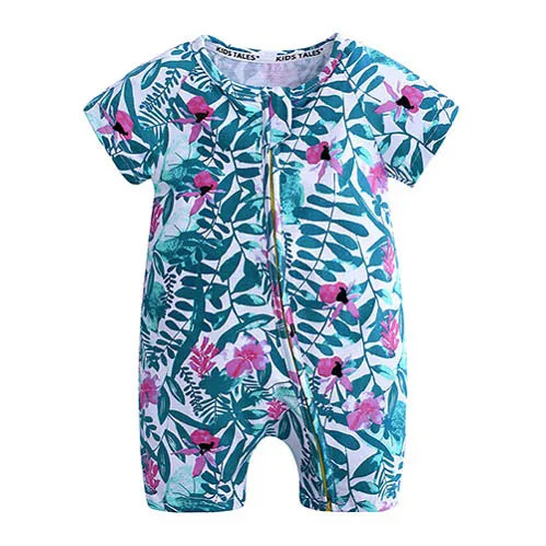 Kids Tales Playful Prints Cotton-Blend Short-Sleeve Baby Romper