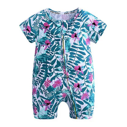 Kids Tales Playful Prints Cotton-Blend Short-Sleeve Baby Romper