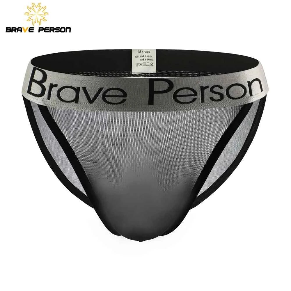 BRAVE PERSON Sexy Transparent Men's Briefs - Breathable Mesh Low-Waist Underwear for Ultimate Comfort