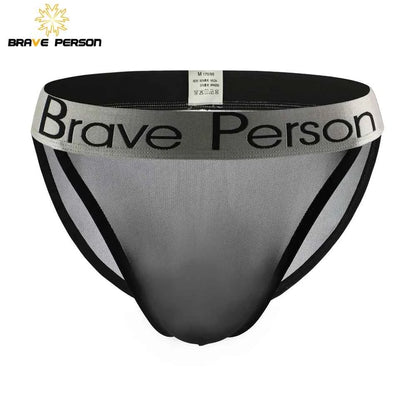 BRAVE PERSON Sexy Transparent Men's Briefs - Breathable Mesh Low-Waist Underwear for Ultimate Comfort