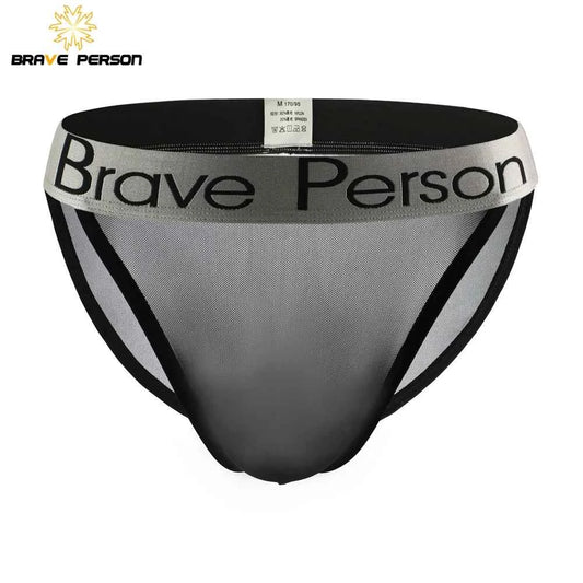 BRAVE PERSON Sexy Transparent Men's Briefs - Breathable Mesh Low-Waist Underwear for Ultimate Comfort