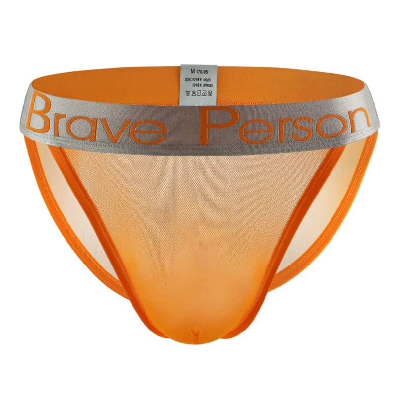 BRAVE PERSON Sexy Transparent Men's Briefs - Breathable Mesh Low-Waist Underwear for Ultimate Comfort