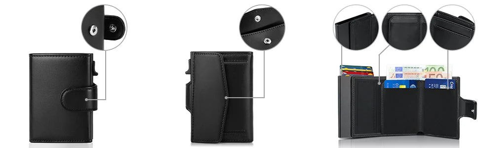 Rfid Genuine Leather Men Wallets Fashion Card Holder Trifold Wallet Money Bags Smart Slim Thin Coin Pocket Wallet Purse