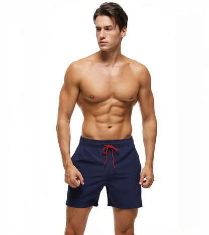Men's summer boardshorts by ShopHub NZ in polyester and spandex, quick-drying, breathable, with a pocket and mesh lining.
